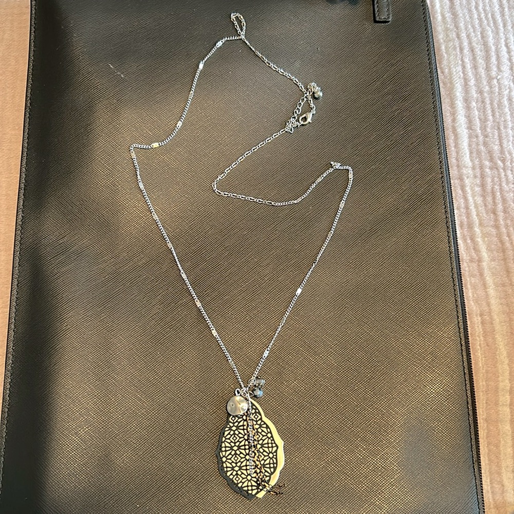 Maurice’s long silver black and silver necklace. Like new.